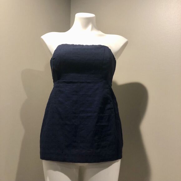 Vineyard Vines Strapless Top 0 Nautical Navy Jacquard Back Zip NWT - Picture 13 of 13